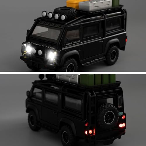 FEXXA 1/32 Compatible for Land Rover Van Model Car, Pull Back Diecast Collectible Car Toy with Sounds＆Lights for Kids Boys Girls and Adults, Gift (BLACK1) - Image 5