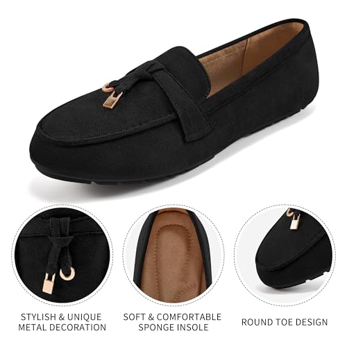 FUDYNMALC Loafers for Women Slip On Shoes: Casual Comfortable Penny Loafers Ladies Dressy Walking Flats for Business Work Office, Black, Size 5.5 - Image 3