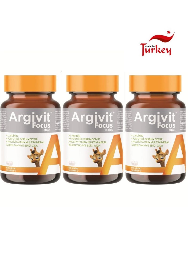 Argivit 3 Piece Argivit Focus Multivitamin to Increase Height and Concentration in Adults 30 Tablets  - Image 1