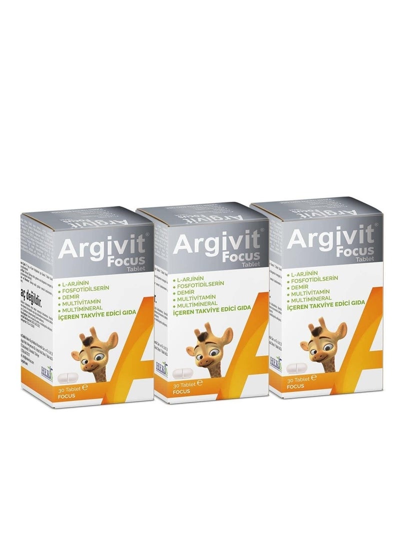 Argivit 3 Piece Argivit Focus Multivitamin to Increase Height and Concentration in Adults 30 Tablets  - Image 2