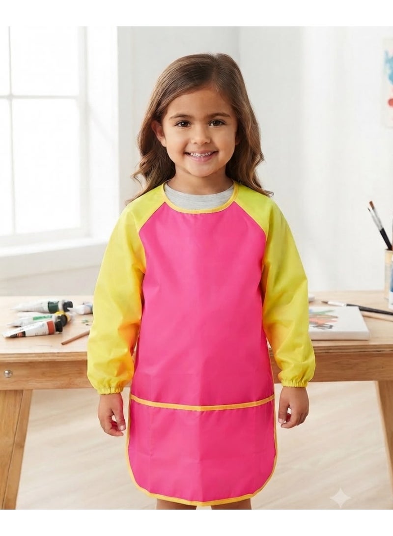 A multi-purpose apron for girls—ideal for coloring, drawing, and more. Made from waterproof material available in various colors. Size: L. - Image 1