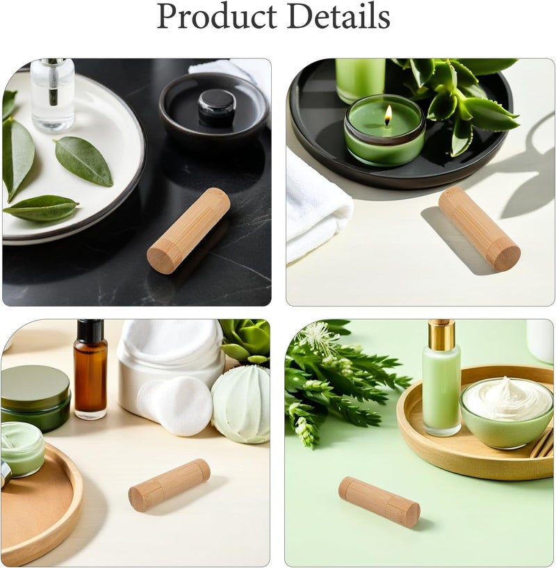 5pcs Lipstick Container Tube: 5g/0.18oz Bamboo Lip Balm Tubes for Homemade - Mini Cosmetic Rotateble Bottles - Empty Lipstick Case for Women Girls Makeup - Image 5