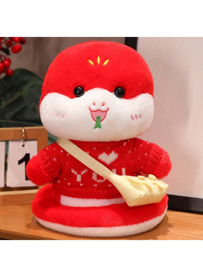 Year Of The Snake Mascot Doll Zodiac Snake Plush Toy Dress Snake Baby Doll Annual Meeting Gift Year Gift-Specifications:I❤You+small Bag+red Snake Baby-Color:Add Portable Gift Box  - Image 1