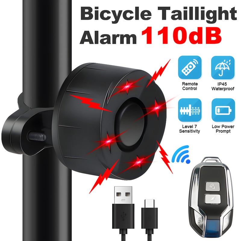 Bike Taillight Black With 2 Remote Controllers - Multi-Functional 4 Light Modes Auto Brightness Detection Rear Bike Light For Night Riders And Bike Security Enthusiasts - Image 3