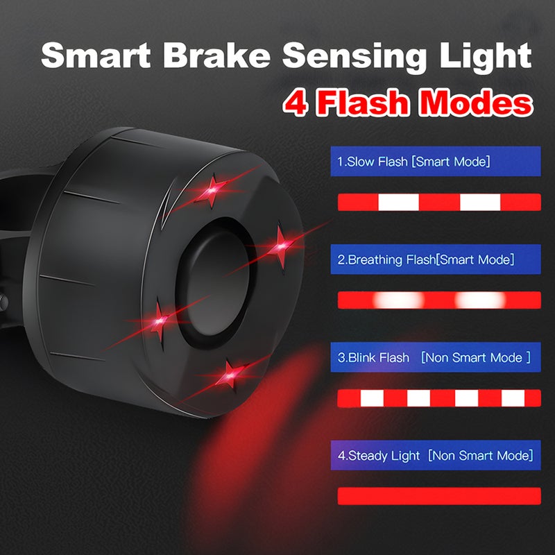 Bike Taillight Black With 2 Remote Controllers - Multi-Functional 4 Light Modes Auto Brightness Detection Rear Bike Light For Night Riders And Bike Security Enthusiasts - Image 4