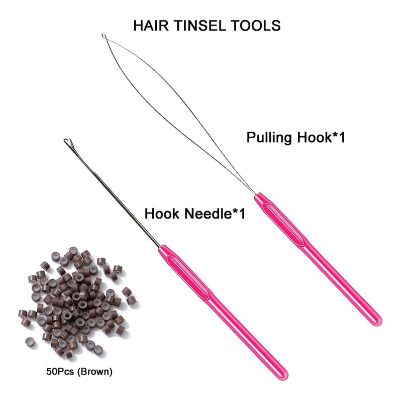 MISSUHUI Hair Tinsel Kit With Tools 48 Inch 1200 Strands Glitter Tinsel Hair Extensions Sparkling Shiny Hair Tinsel Strands Kit Heat Resistant for Women Girls 6Pcs (Silver) - Image 4