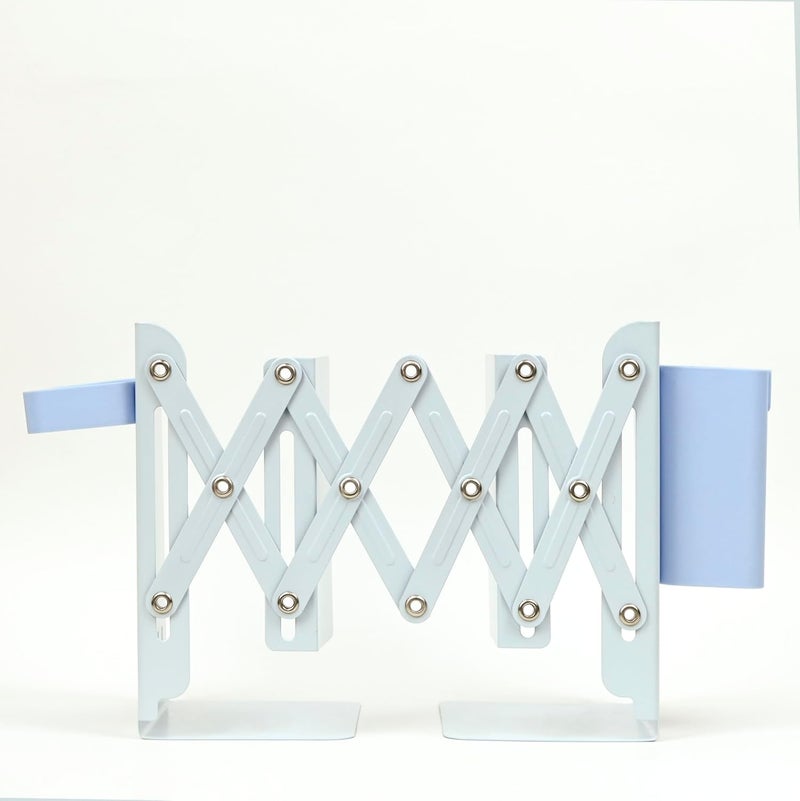 Articious Adjustable Bookend Organizer with Pen Holder | Expandable Desk Bookshelf for Office, Study, and Home | Book Rack Stand for Books, Files & Stationery (Extends Up to 17 Inches) - Blue - Image 2