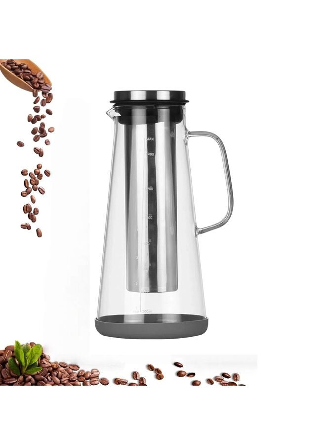 LAMAY Airtight Cold Brew Iced Coffee Maker and Tea Infuser with Spout - 1.5L Brewing Glass Carafe with Removable Stainless Steel Filter - Image 1