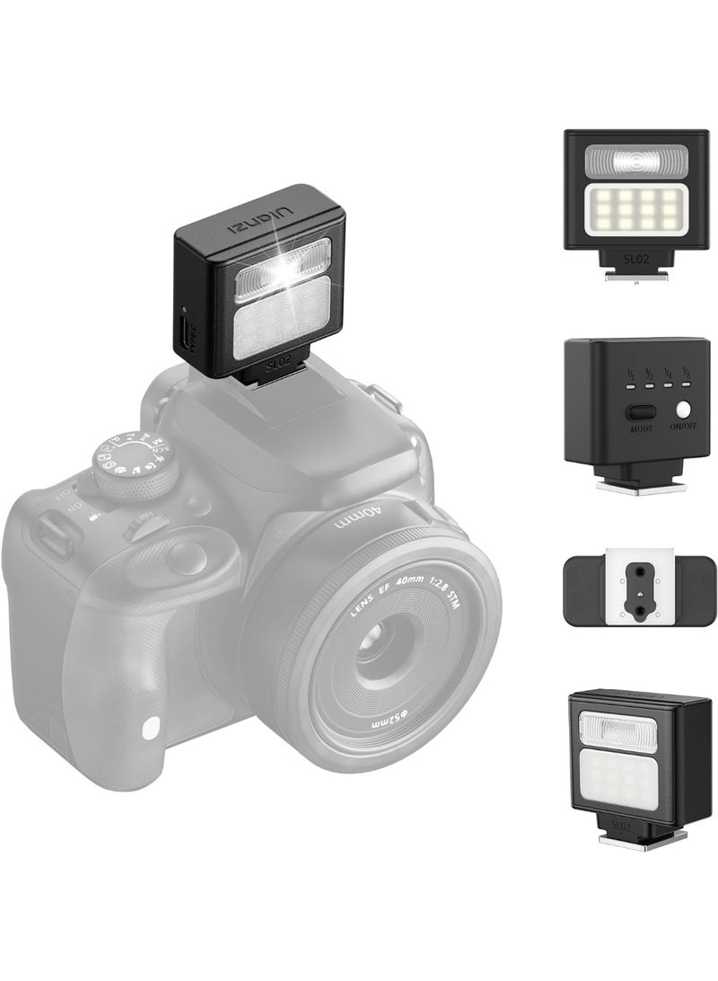 Ulanzi ULANZI SL02 Mini Camera Flash, GN8 6500K Camera Speedlite Flashes, 4 Power Levels (1/8~1/1), Mini Manual Flash, Single Contact Hot Shoe for Nikon, Sony, Fujifilm, Panasonic Cameras - Image 1