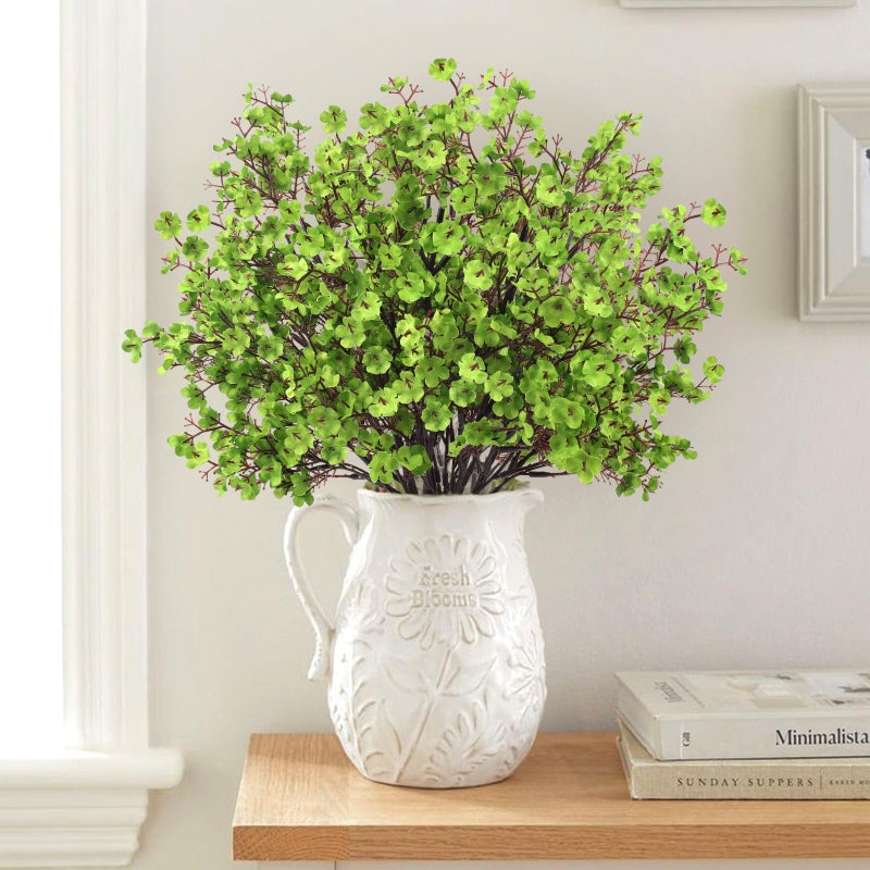 HIAGROW Babys Breath Artificial Flowers, 8 Bundles Green Real Touch Fake Flowers Silk Flowers Bulk for Vase Home Office Wedding Spring Indoor Outdoor Centerpiece Table Party Decorations - Image 2