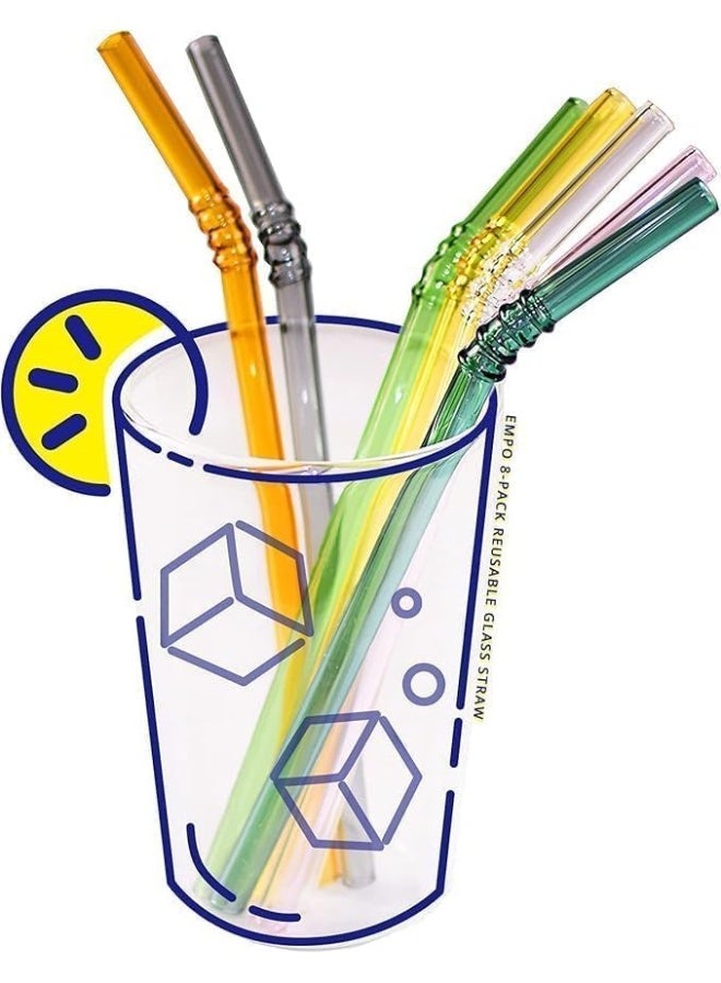 مصاصات زجاجية شفافة، مجموعة من 4 مصاصات ملونة مع فرشاة، مناسبة لجميع أنواع المشروبات - Image 2