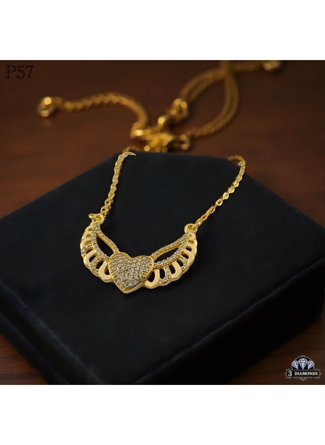 3Diamonds Gold-Plated Winged Heart Necklace for Women – 3Diamonds Luxury Jewelry  - Image 1