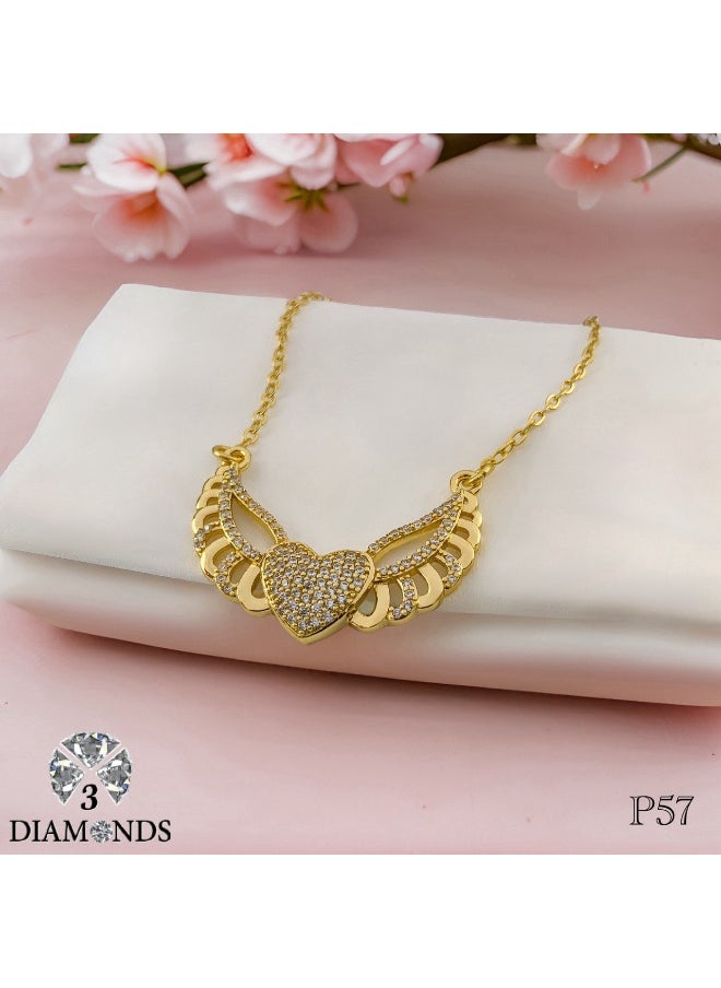3Diamonds Gold-Plated Winged Heart Necklace for Women – 3Diamonds Luxury Jewelry  - Image 2
