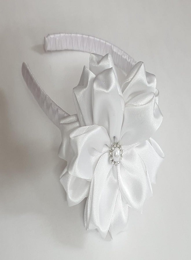 Belleza Crafting with Creativity Handmade White Big Flower Hairband | Stylish Zig Zag style in Headband/Hairband for Women & Girls | Elegant Hair Accessory for Party, Casual (Pack of 1) - Image 3