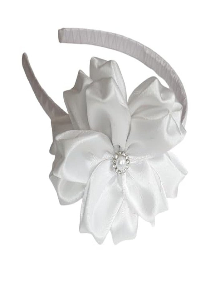 Belleza Crafting with Creativity Handmade White Big Flower Hairband | Stylish Zig Zag style in Headband/Hairband for Women & Girls | Elegant Hair Accessory for Party, Casual (Pack of 1) - Image 1