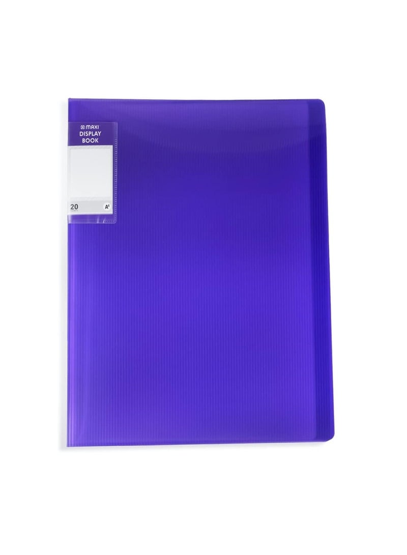 Maxi 20-Pocket Clear Pocket Display Presentation Book Purple Cover - Image 1