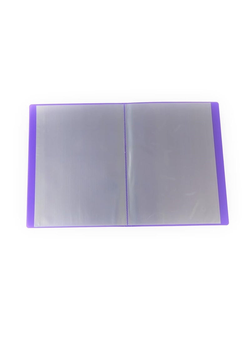 Maxi 20-Pocket Clear Pocket Display Presentation Book Purple Cover - Image 3