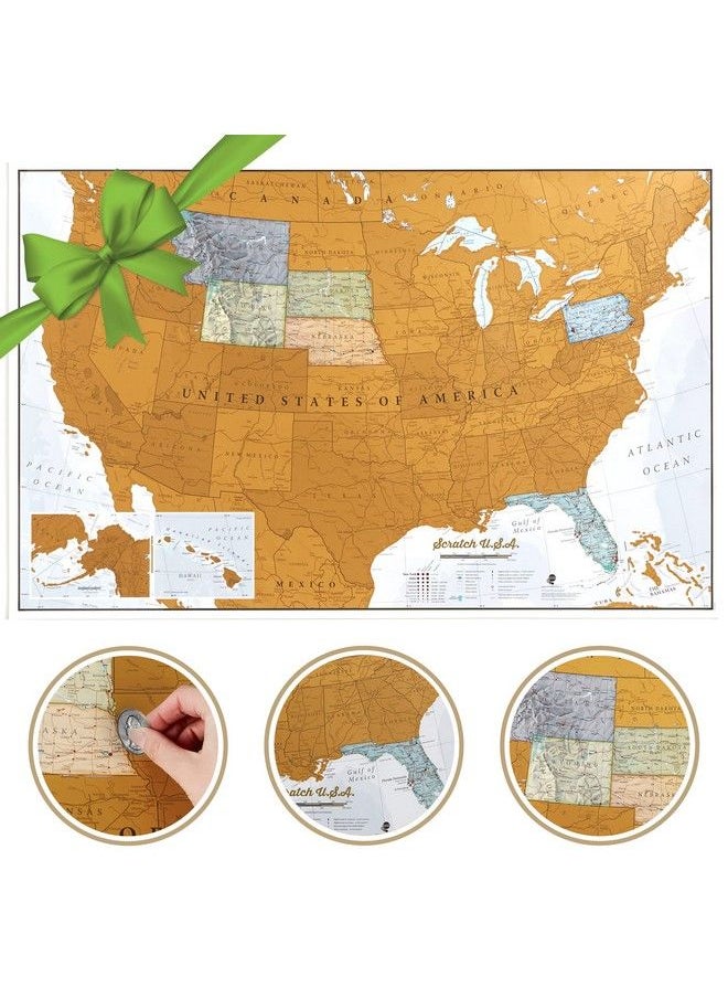 Maps International Scratch Off Map Of The Us Usa Wall Map Scratch Off Detailed Cartography Us States National Parks 24 X 36  - Image 2