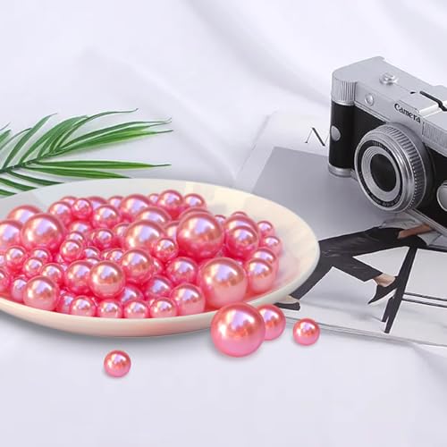 GLBYUNN 160 Pieces Pearl for Vase Fillers Pearl Beads No Hole Makeup Pearls for Brushes Holder for Home Wedding Decor, 10/14/20(Pink) - Image 3