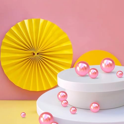 GLBYUNN 160 Pieces Pearl for Vase Fillers Pearl Beads No Hole Makeup Pearls for Brushes Holder for Home Wedding Decor, 10/14/20(Pink) - Image 4
