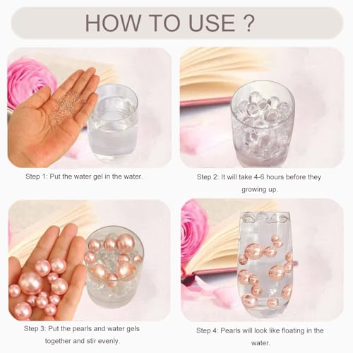 GLBYUNN 160 Pieces Pearl for Vase Fillers Pearl Beads No Hole Makeup Pearls for Brushes Holder for Home Wedding Decor, 10/14/20(Pink) - Image 5