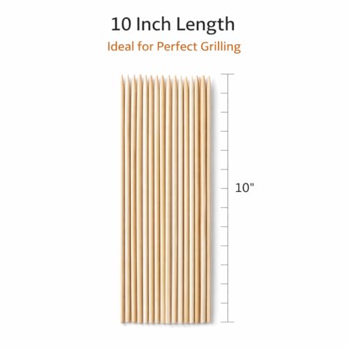 Sakoraware Natural Bamboo Wooden Skewers | BBQ Sticks Seekh (260 pcs) for Kabab Chicken Paneer Tikka Fruits Salad | Barbecue skewers for Oven Microwave Pan Grilling (10 inch Each, 3 mm Thickness) - Image 2