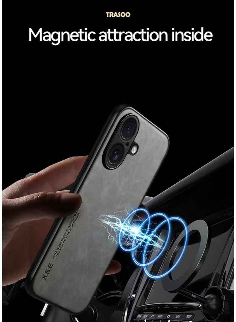 ICARLUS Case for iPhone 17 Cover Bumper Built-in Metal Plate Light Grey - Image 4