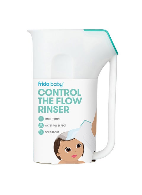 Control The Flow Rinser Bath Time Rinse Cup With Easy Grip Handle And Removable Rain Shower, White