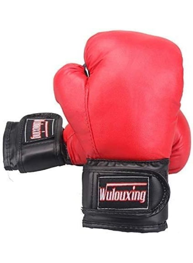 وولوكسنغ قفازات ملاكمة للأطفال من الجلد عالي الجودة قفازات تدريب ورياضة القتال والملاكمة التايلاندية بلون أحمر، حشوة سميكة لامتصاص الصدمات وحماية اليدين، تصميم مريح بمعصم لاصق قوي لتثبيت آمن، مثالية للتدريب في الجيم أو المنزل -العاب رياضيه - مستلزمات رياضيه ادوات جيم- - Image 2