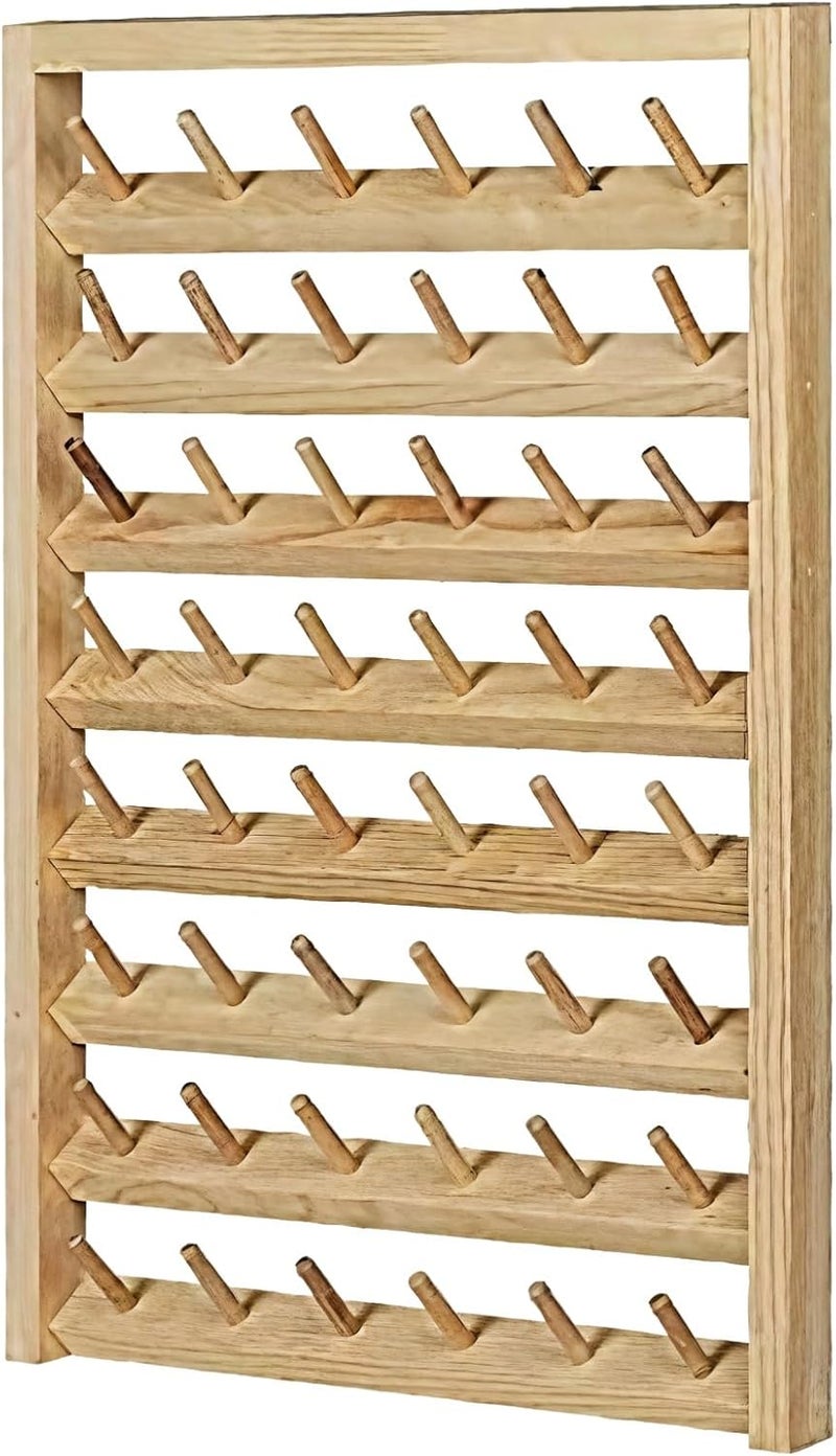 Wooden Thread Organizer, 48 Spool Storage Rack, Hanging Design for Embroidery Supplies - Image 1