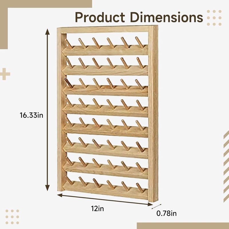 Wooden Thread Organizer, 48 Spool Storage Rack, Hanging Design for Embroidery Supplies - Image 5