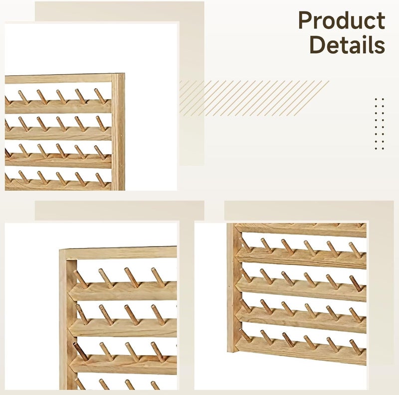 Wooden Thread Organizer, 48 Spool Storage Rack, Hanging Design for Embroidery Supplies - Image 3