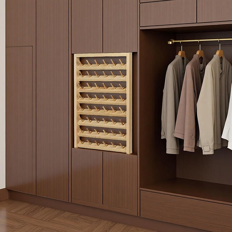 Wooden Thread Organizer, 48 Spool Storage Rack, Hanging Design for Embroidery Supplies - Image 2