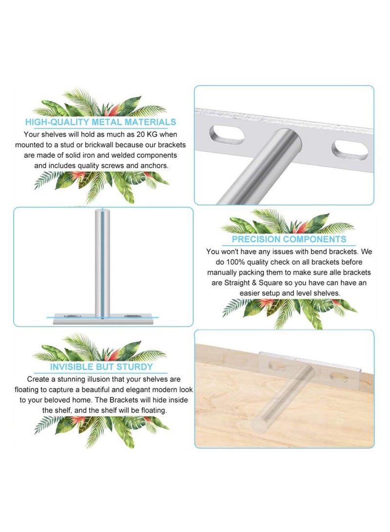 4 Pack Floating Shelf Bracket, 4 Inch 100mm Heavy Duty Hidden Shelf Brackets with 8 Pcs Mounting Screws for Wall Mounted Decoration Cabinet Furniture Shelf Support (Silver) - Image 3