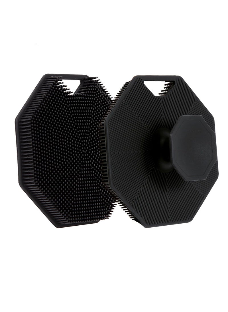 Silicone Body Scrubber, 2 Pcs Soft and Stiff Bristles Exfoliating silicone body scrubber for Body Scrubbing, Massage, and Exfoliating, Bath & Body Brushes for Men Women use in Shower (Black) - Image 1