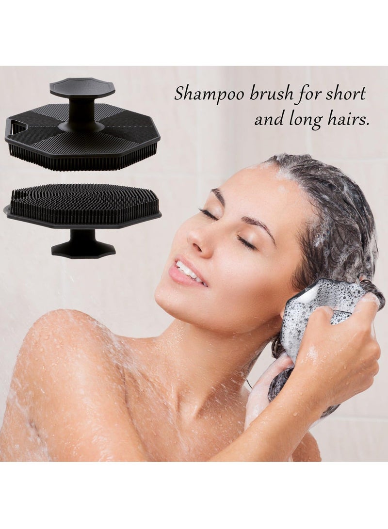 Silicone Body Scrubber, 2 Pcs Soft and Stiff Bristles Exfoliating silicone body scrubber for Body Scrubbing, Massage, and Exfoliating, Bath & Body Brushes for Men Women use in Shower (Black) - Image 2