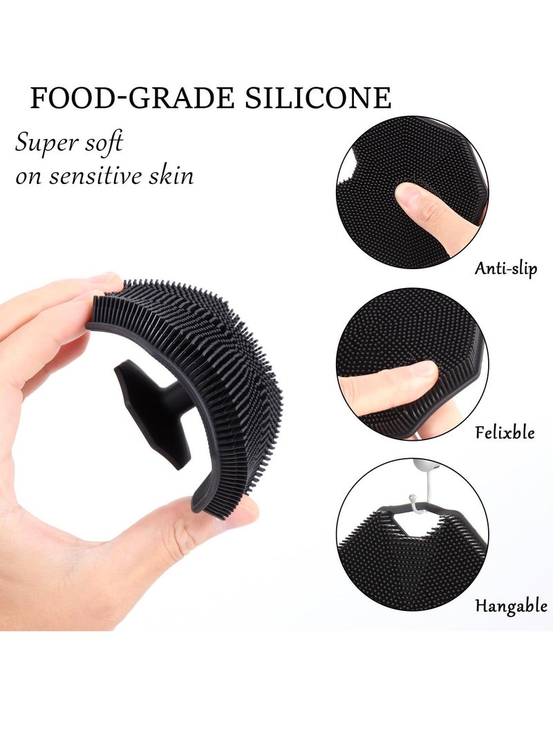 Silicone Body Scrubber, 2 Pcs Soft and Stiff Bristles Exfoliating silicone body scrubber for Body Scrubbing, Massage, and Exfoliating, Bath & Body Brushes for Men Women use in Shower (Black) - Image 4