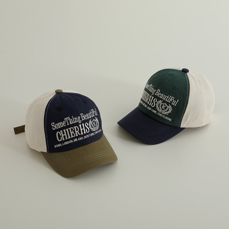 Letter Kids Cap Embroidered Color Block Hat Cotton - Image 4
