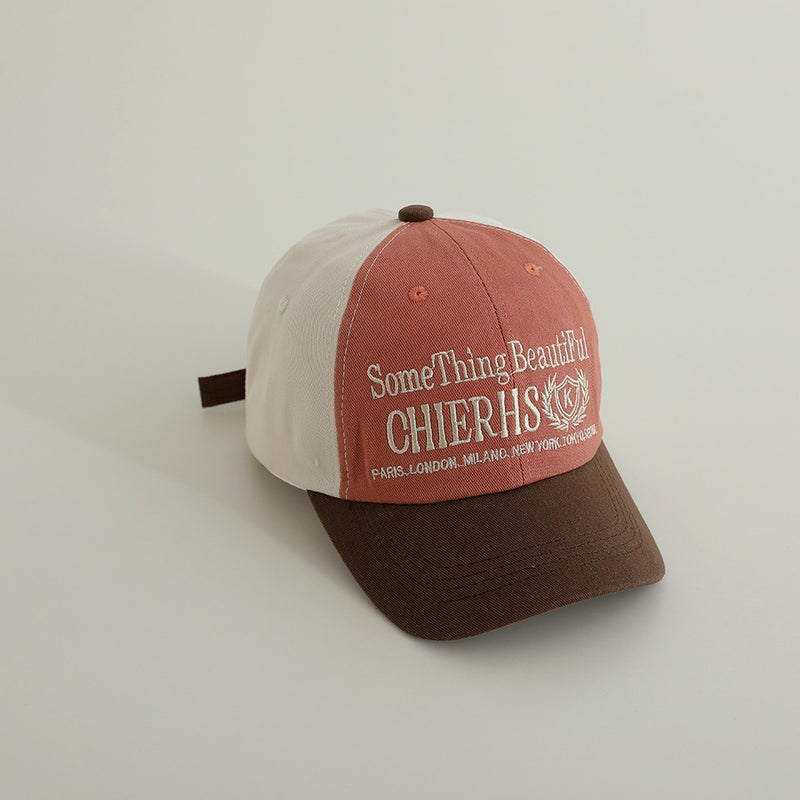 Letter Kids Cap Embroidered Color Block Hat Cotton - Image 1