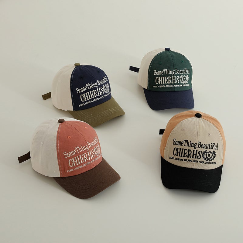 Letter Kids Cap Embroidered Color Block Hat Cotton - Image 2
