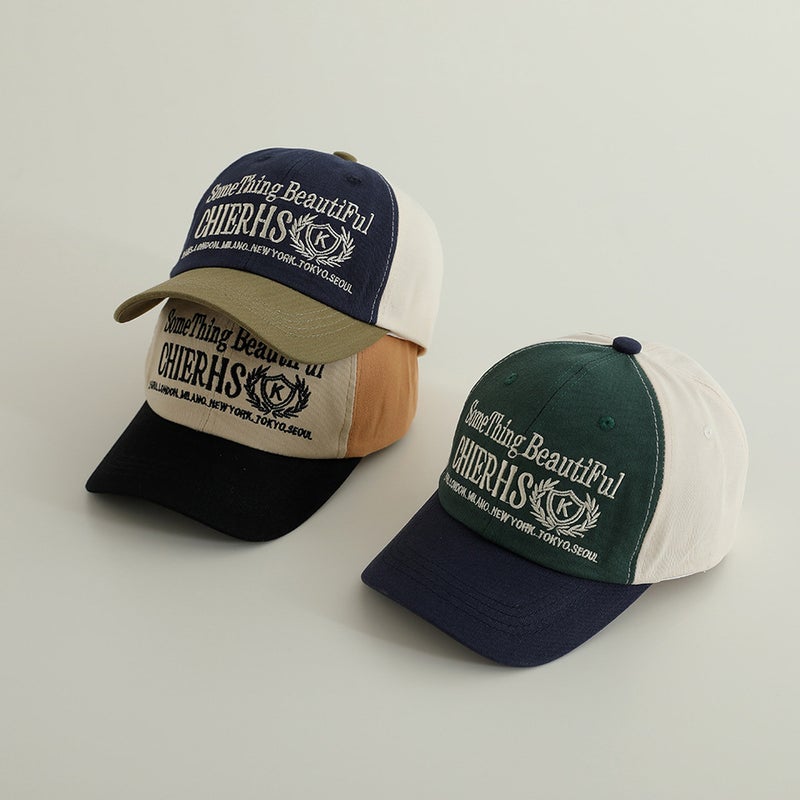 Letter Kids Cap Embroidered Color Block Hat Cotton - Image 3