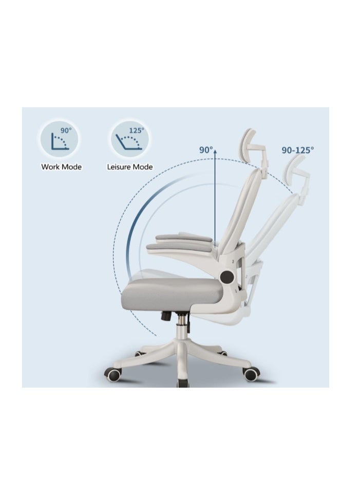 MOZOGOT Ergonomic Office Chair with Lumbar Support & Headrest & Flip-up Arms Height Adjustable Rocking Home Office Desk Chairs for Teens and Adults - Image 2