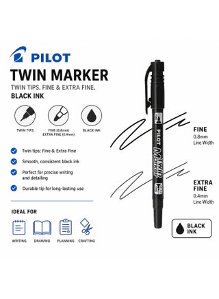1-Piece Twin Tip Permanent Marker Black Ink - view 2