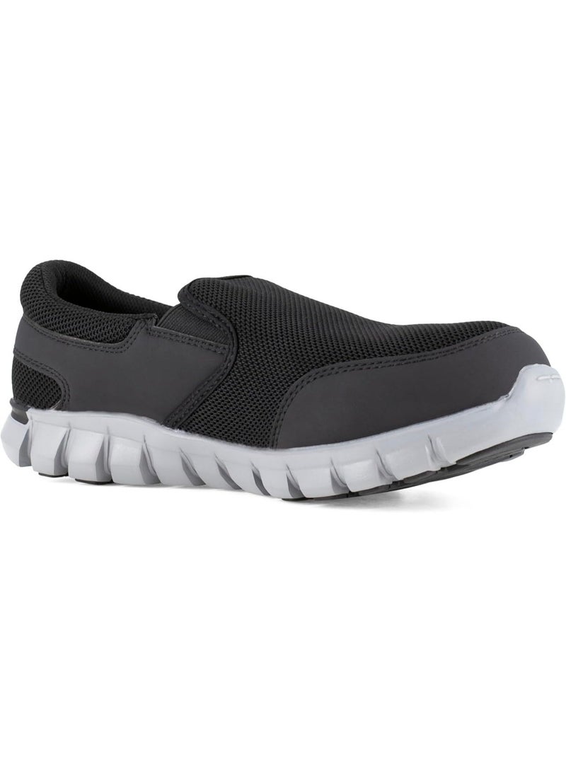 Reebok Work حذاء سلامة للرجال بمقدمة ألمنيوم مقاوم للانزلاق قابل للتهوية وخفيف للعمل الصناعي RB4037 Sublite Cushion أسود - Image 2