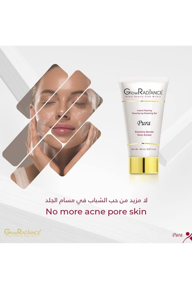 Glow Radiance Pura Cleansing Gel â 150ml | Brightening & Gentle Face Cleanser with Boswellia Serrata Extract | Suitable for All Skin Types - Image 3