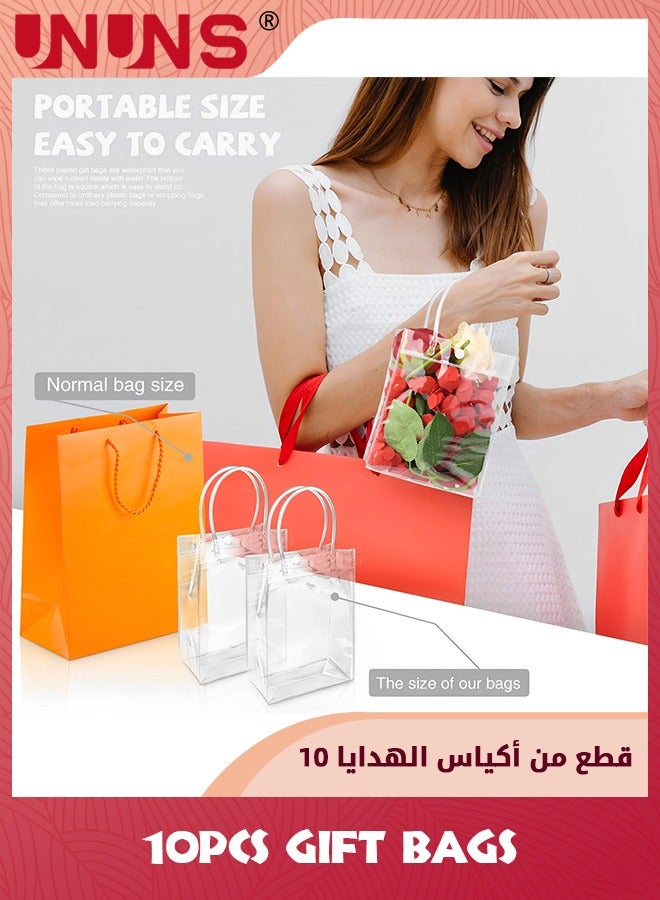 UNUNS 18 Pack Clear Plastic Gift Bags With Handle,25cmx20cmx7cm Reusable PVC Wrap Tote Bags For Shopping Retail Goodies Business Boutique Wedding Birthday Baby Shower Party - Image 3