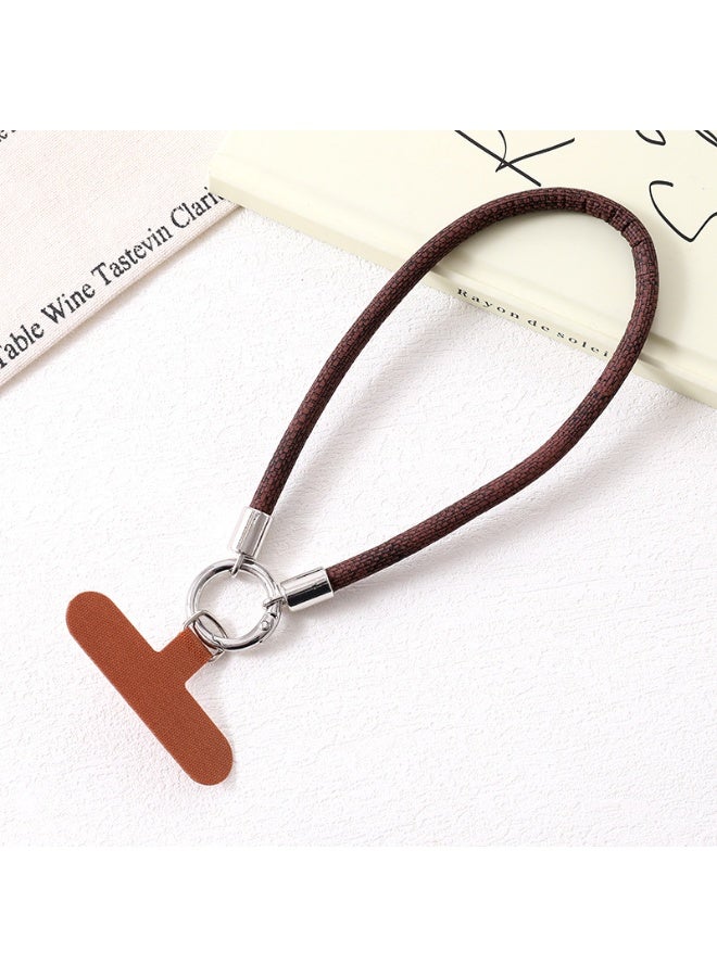 NIBEMINENT Phone Charm/ Chain Strap for Women Girls, Short Leather Cell Phone Case Lanyard Wrist Strap，K5301/Deep Brown
