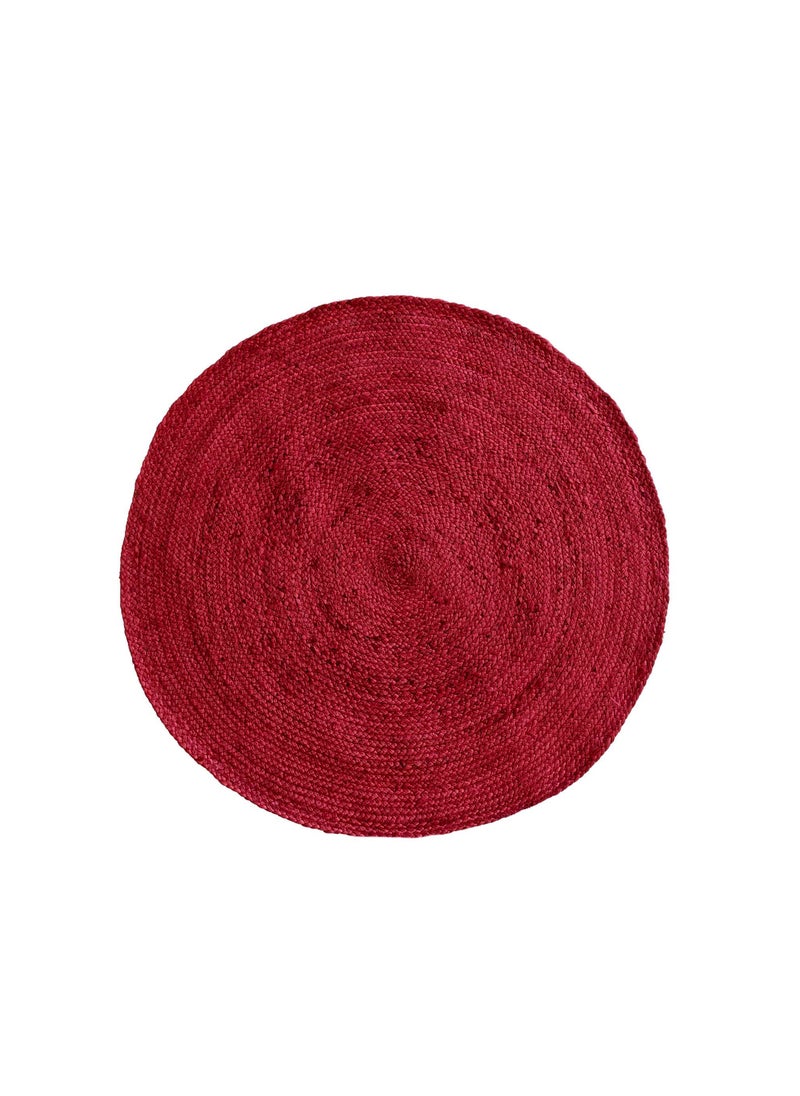 Ramsha Red braided jute rug hand made jute rug round carpet BR-009.  - Image 2