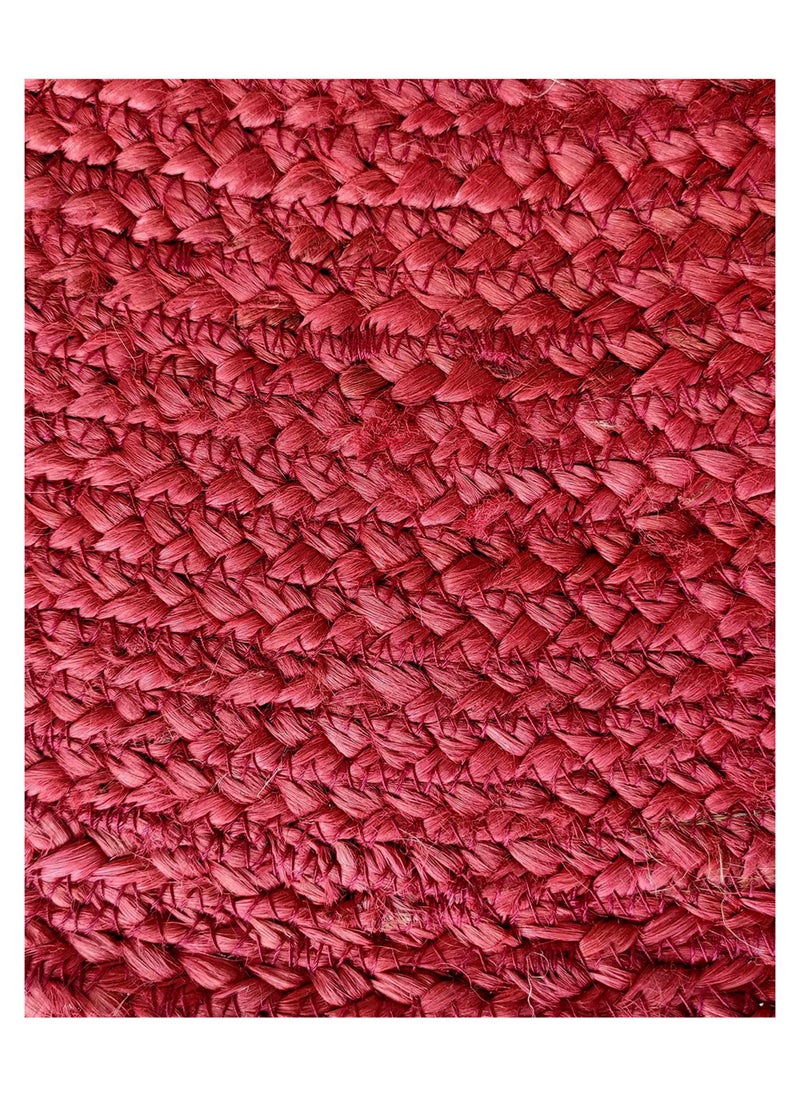 Ramsha Red braided jute rug hand made jute rug round carpet BR-009.  - Image 4