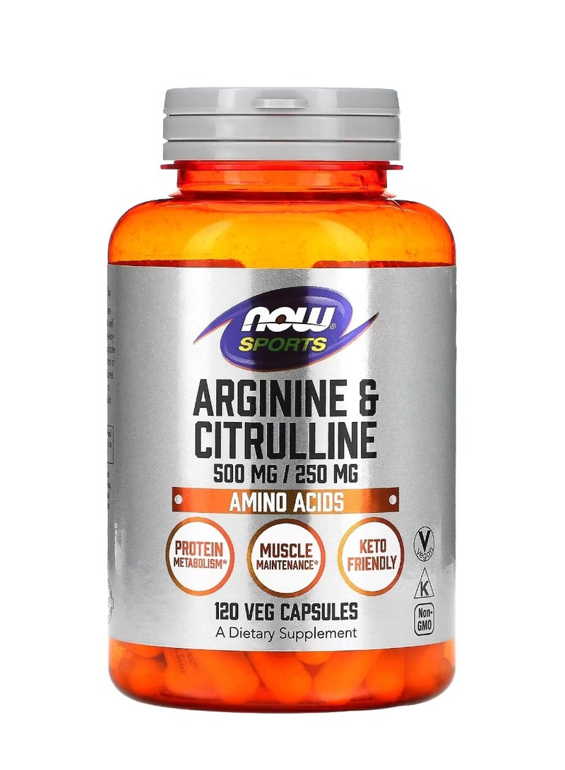 Now Foods Sports Arginine & Citrulline 120 Veg Capsules - Image 1